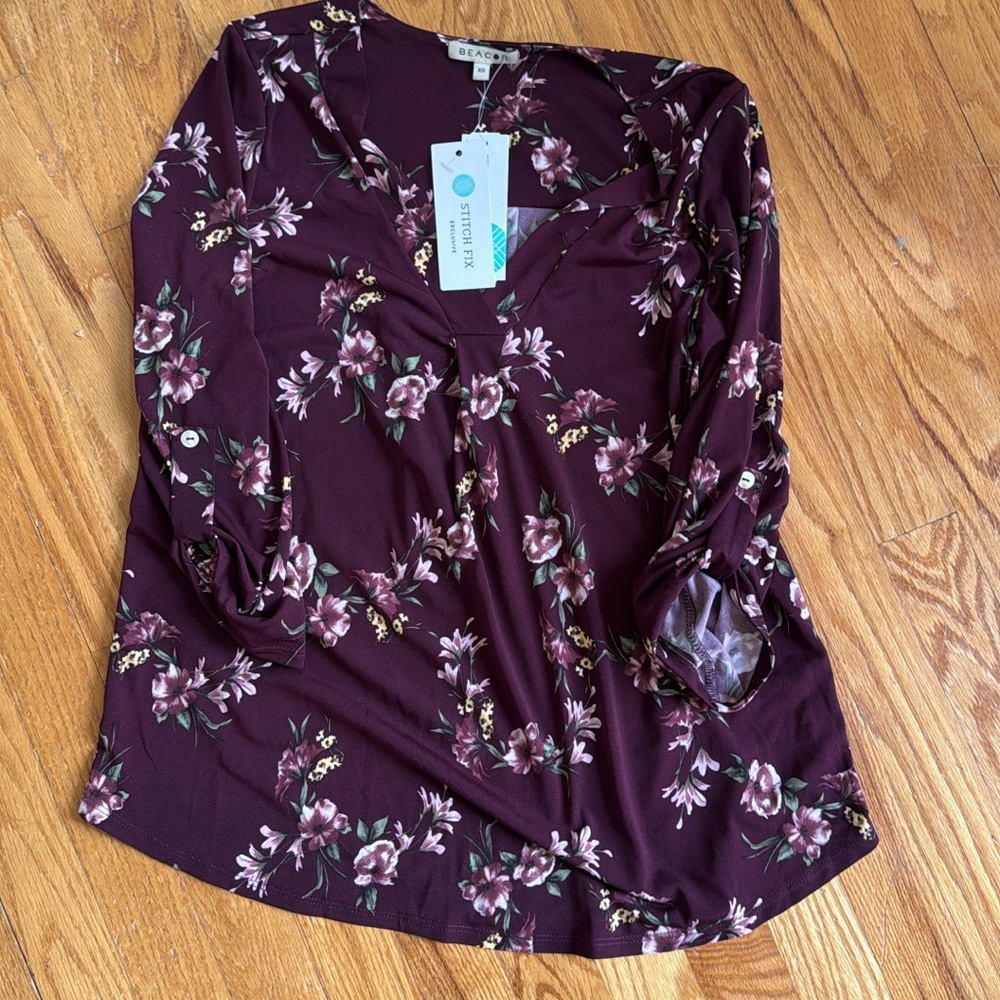 Floral Long Sleeve Top in Purple by Universal Thread